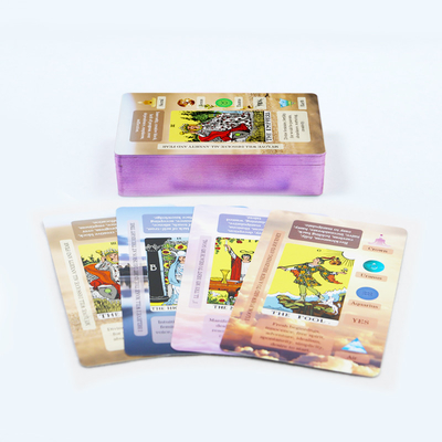 comprar Impressão personalizada de cartas de tarô de borda roxa russa Impressão de informações detalhadas de cartas de tarô online manufacture