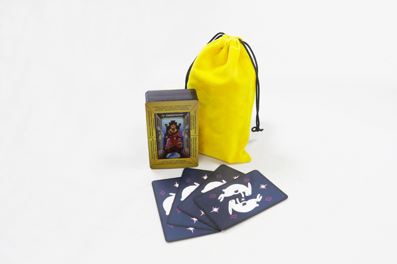 comprar Impressão personalizada de alta qualidade de borda preta Tarot russo com saco Imprimir cartão de Tarot de bruxa clássica com palavras-chave online manufacture