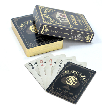 comprar 63x88mm Custom bordado dourado cartas de jogo jogo de design original magia jogar cartas pretas online manufacture