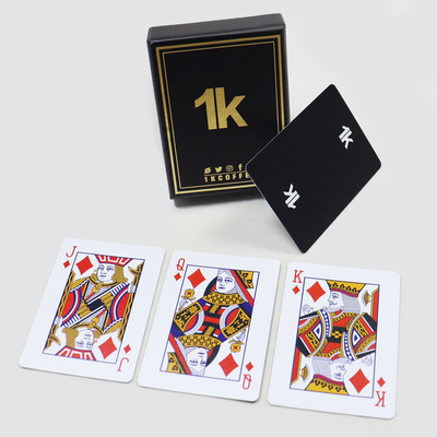 comprar Impressão de publicidade Cartões de pôquer de qualidade durável de cassino Alemanha Cartões de jogo de papel de núcleo preto online manufacture