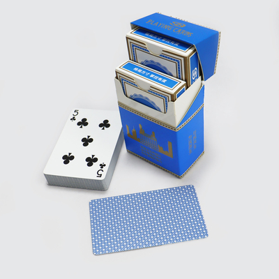 comprar Texturas de linho azul personalizadas Dois baralhos de cartas de jogo para caixa de cigarro estilo luxo online manufacture