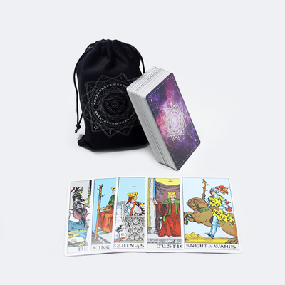 Fabricante impresso mazo de tarot para principiantes impressão personalizada elegante envoltório de veludo baralho de tarô