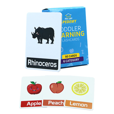 Impressão CMYK a cores de tamanho personalizado Palavras Inglês Aprendizagem Flash Card brinquedo para crianças pequenas