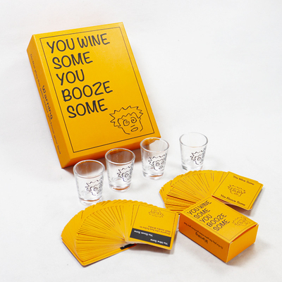 Cartões de jogo de festa de bebidas de papel personalizados com tampa e caixa de base