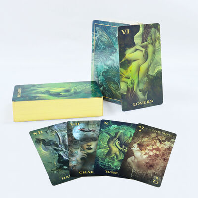 Cartões de Tarô de borda de ouro personalizados com impressão offset CMYK 4 cores e embalagem encolhida