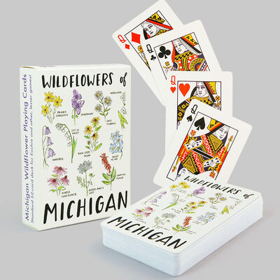 Cartas de jogar duráveis ​​e ecológicas com design personalizado com arte de flores silvestres personalizadas e logotipo personalizado