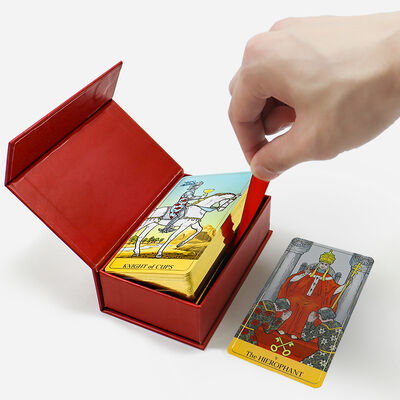 Cartão de tarô vermelho impressão personalizada logotipo design de alta qualidade cartões oráculo individuação baralho de cartas de tarô personalizado