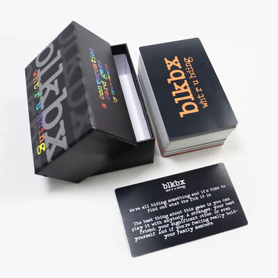 Jogo de cartas de conversação para festa Serviço de impressão personalizado Personalizado Jogo de cartas de perguntas divertidas Jogando com tampa e caixa de base